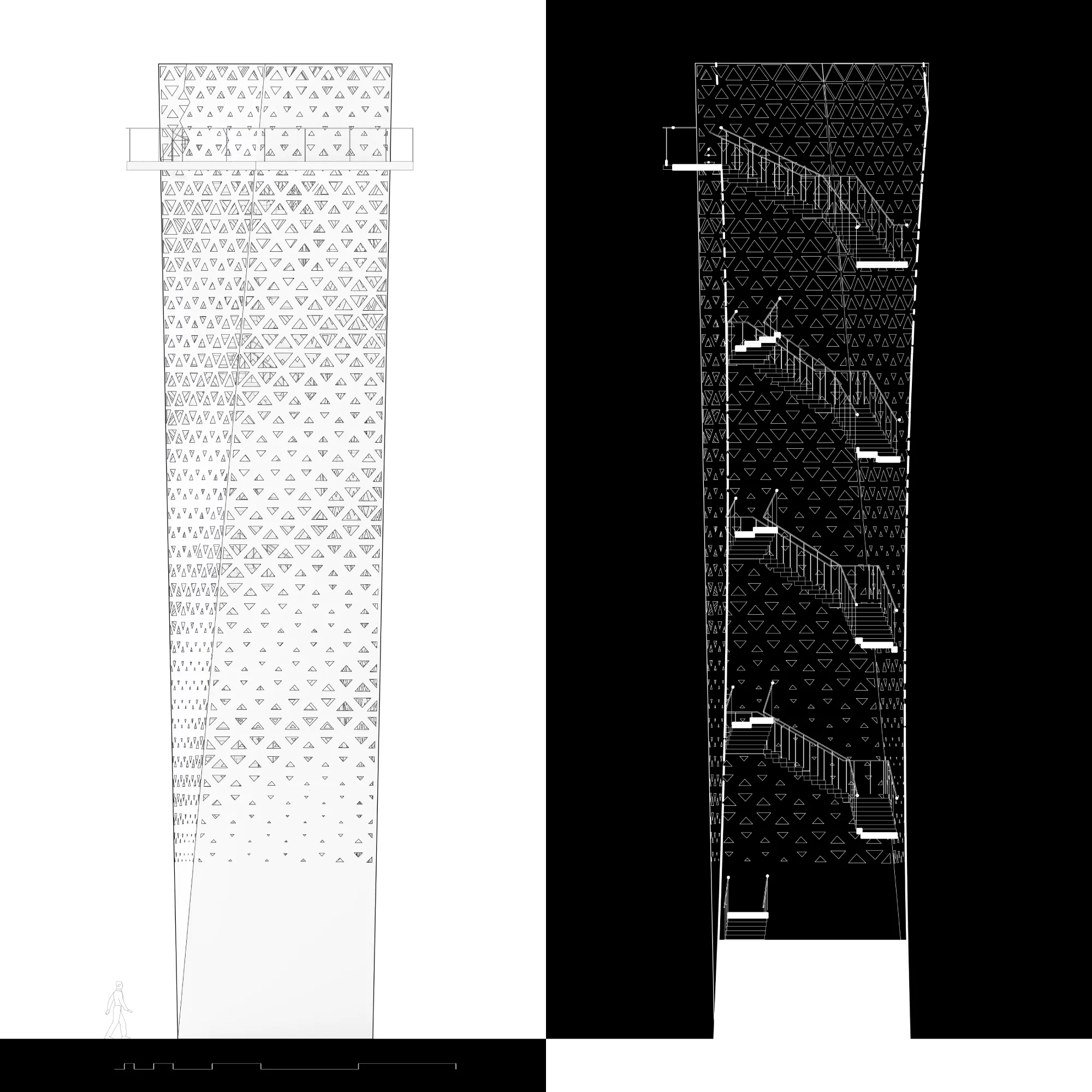 Norwood Park Tower; Elevation and section of Norwood Park tower. Jonathan Malott, Austin Texas Architecture